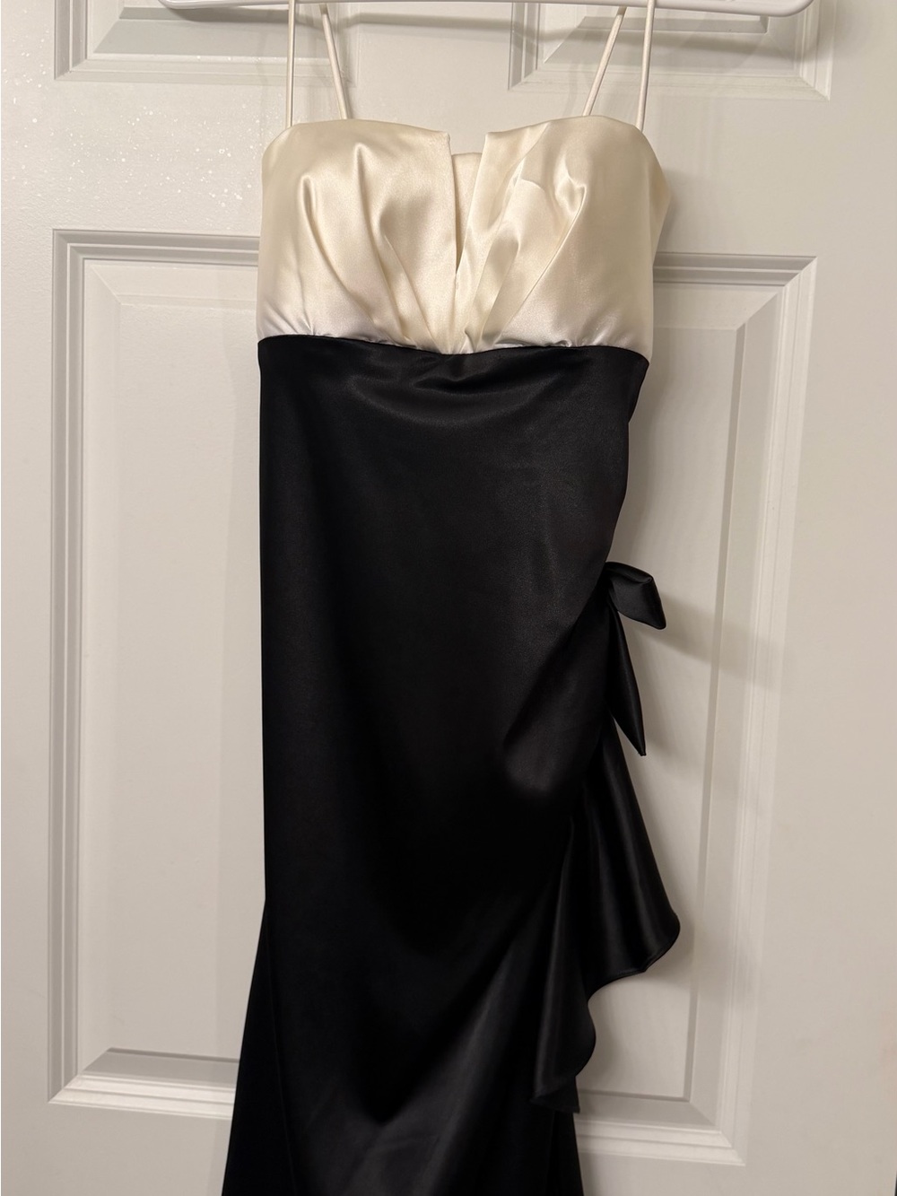 Black and Cream Satin Formal/Prom Dress